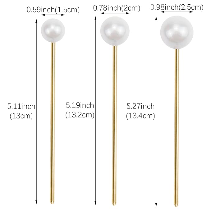 3 Pcs Pearl Hair Pins Minimalist Hair Metal Hair Stick Elegant Chignon Pins Updo Chopsticks Gold Hair Jewelry for Women and Girls