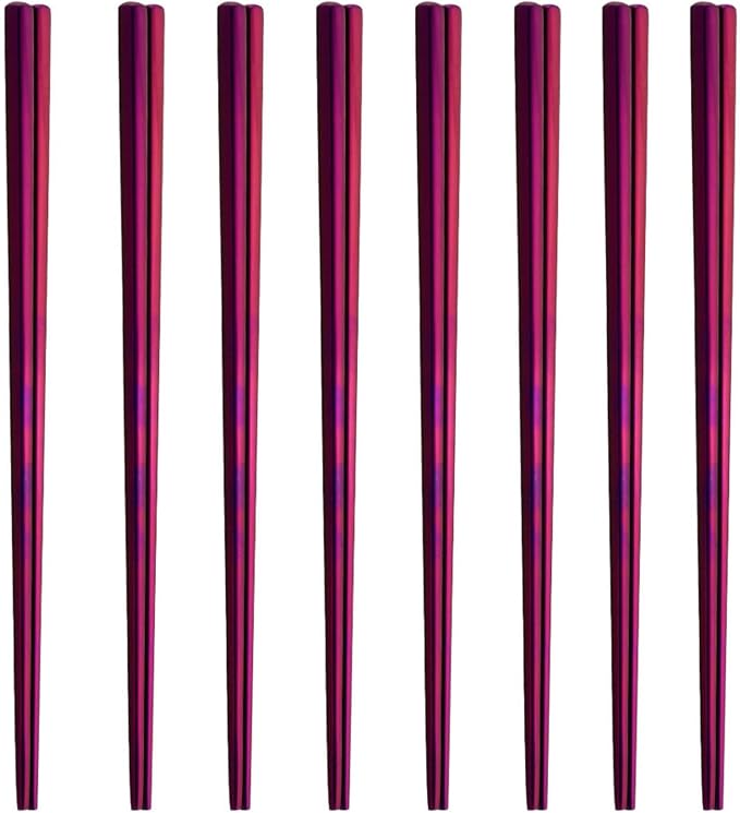 Stainless Steel Chopsticks,Reusable ,Dishwasher Safe , Easy to Use（8 PCS,purple）