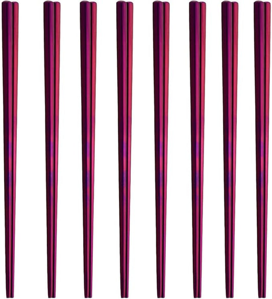 Stainless Steel Chopsticks,Reusable ,Dishwasher Safe , Easy to Use（8 PCS,purple）