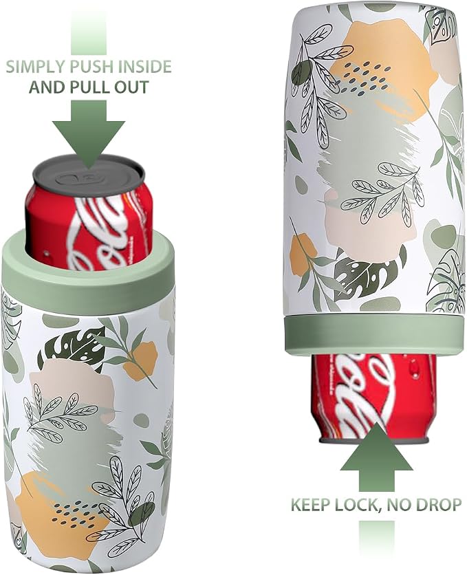 Morefeel 4-in-1 Insulated Can Cooler for 12 oz Cans & Bottles | 304 Stainless Steel Can Holder Fits 12 Oz Slim Cans, Standard Cans, Beer Bottles & Works as A Open Cup; Dishwasher Safe