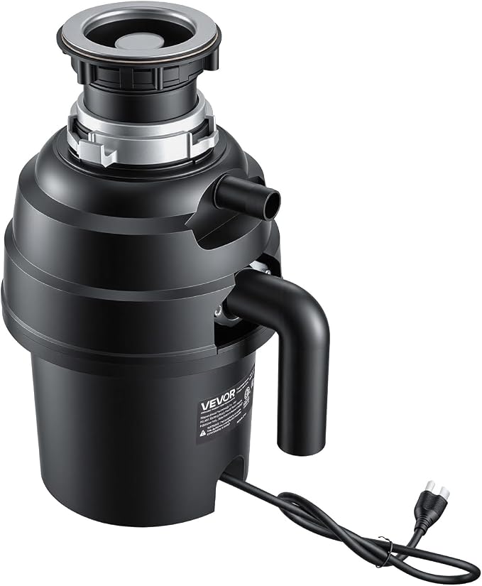 VEVOR Food Waste Garbage Disposal, 1HP 3500RPM DC Motor, Continuous Feed Kitchen Sink Garbage Disposer, EZ Connect Food Waste Grinding System with Sound Reduction & Power Cord for Kitchens