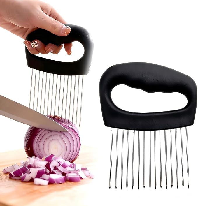 Onion Holder for Slicing Meat Tenderizer Extra Large Onion Slicer Holder Cutter Vegetable for Potato, Tomato, Lemon, Kitchen Food Slicer Guide with 16 Long Needles