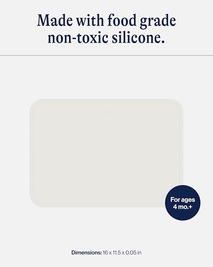 Lalo Silicone Placemat for Toddlers & Babies - Non-Slip Kids Placemat for Restaurants & Dining Tables - Non-Toxic & BPA Free Safe - for Ages of 4 Months and Up - Oatmeal