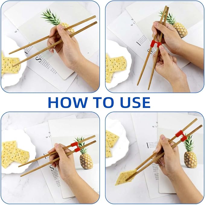 8 Pairs Reusable Chopsticks Helpers Training Chopstick for Beginner Replaceable Practice Chopsticks Chopstick Trainers for Adults Chopstick Hinges Connector Non-Slip Chopsticks Trainer Learner