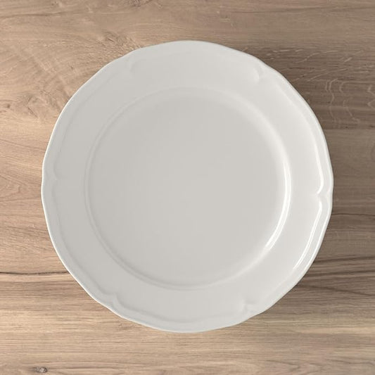 Villeroy & Boch Manoir 18-Piece Dinnerware Set, Plates & Bowls, Premium Porcelain, Made in Germany, Dishwasher & Microwave Safe, Rich, Creamy White