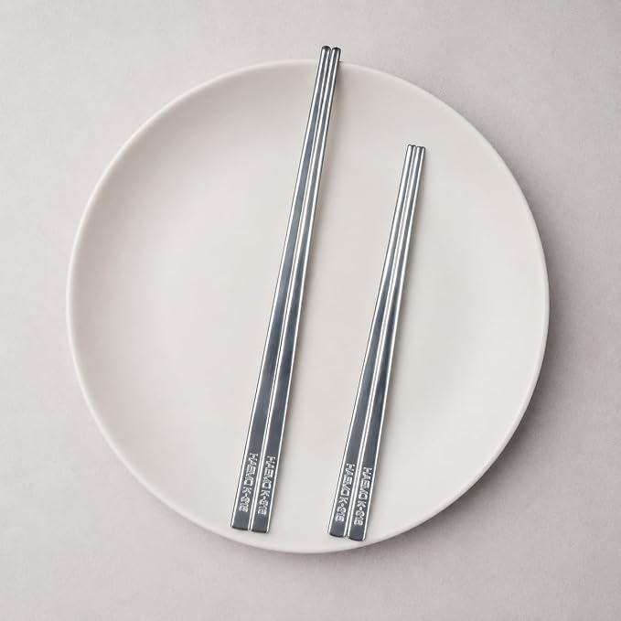 Korean Chopsticks Set, Premium 316 Stainless Steel, Made in Korea, 6 Pairs Multi-Set, Designed for Family Dining with Dual Size Design | Made in Korea, Dual Size Design, Designed for Family Dining