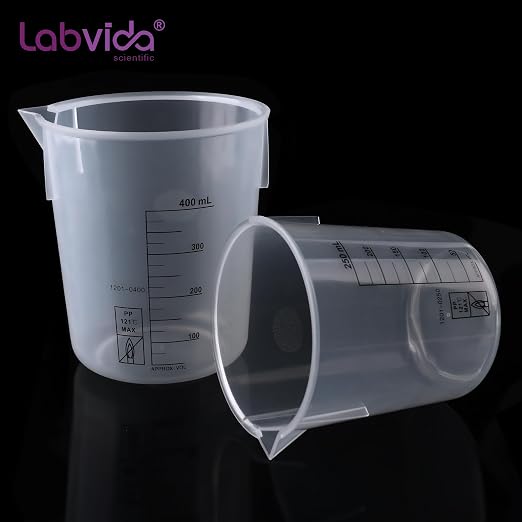 Low-Form Beakers, PP Material, with Easy to Read Printings in Black Color, Easy to Stack. 6PCS of Vol.100ml, LVB012
