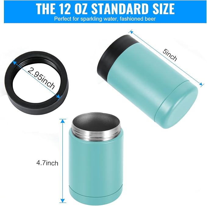 Can Cooler 12 OZ Beer Holder, Stainless Steel Beverage Can Insulator | Standard Size Cans Holder with Vacuum Insulated, Metal Koozie for Cans, Mint Green