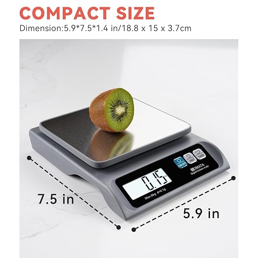 BOMATA 0.1g High Precision Food Scale, USB Rechargeable, 13lb Digital Kitchen Scale with Removable Stainless Steel Pan, Backlit LCD Display, for Cooking, Baking B621 Grey