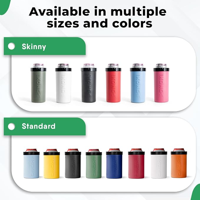 The Kong Skinny Can - Portable Coozie or Bottle Cooler/Cup With Detachable, Expandable, Hose To Funnel Your Drink (Green)