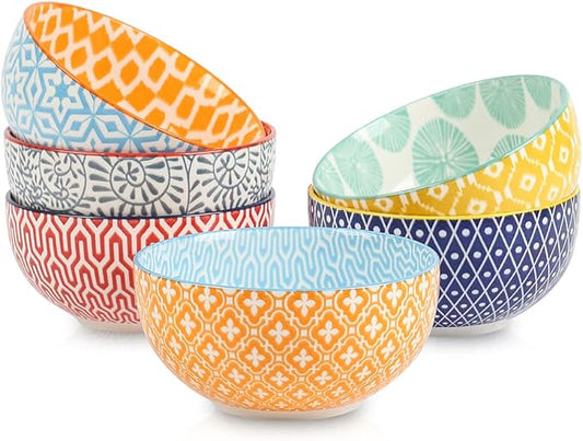 Selamica Ceramic 12 OZ Dessert Bowls Set, Ice Cream Bowls, 4.7 Inch Small Bowls for Ice Cream, Snack, Side Dishes, Microwave Dishwasher Safe, Set of 6