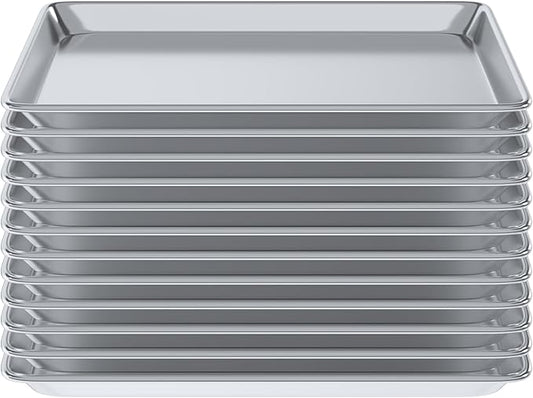 Pack of 12 | Size 13 in. x 18 in. Half Size Aluminum Bun. / Sheet Pan | Ideal for baking, roasting, cooling, prepping, or storing - a must-have in restaurants, bakeries, and busy kitchens.