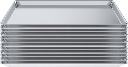 Pack of 12 | 18 in. x 26 in. Full Size Aluminum Bun. / Sheet Pan | Ideal for baking, roasting, cooling, prepping, or storing - a must-have in restaurants, bakeries, and busy kitchens.