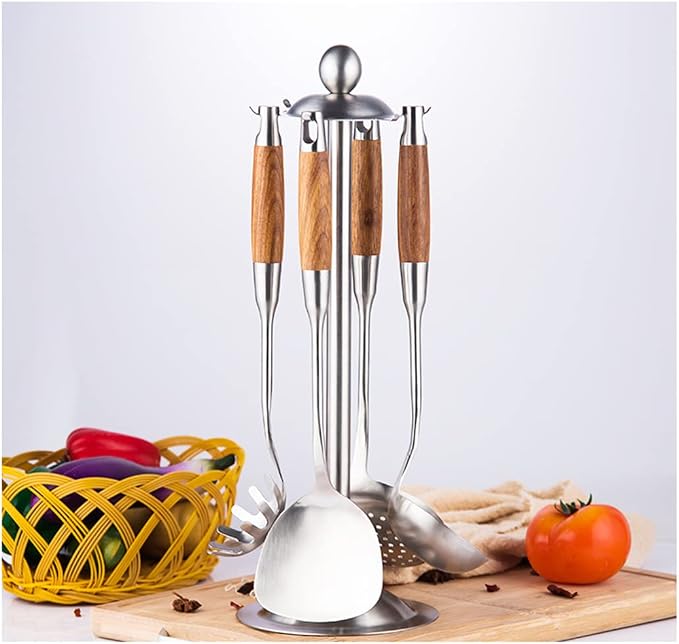 Professional Chinese Wok Spatula, 15.7 In 18/10 Stainless Steel Wok Utensil | with Heat-Resistant Wooden Handle for Stir-Fry & Asian Cooking