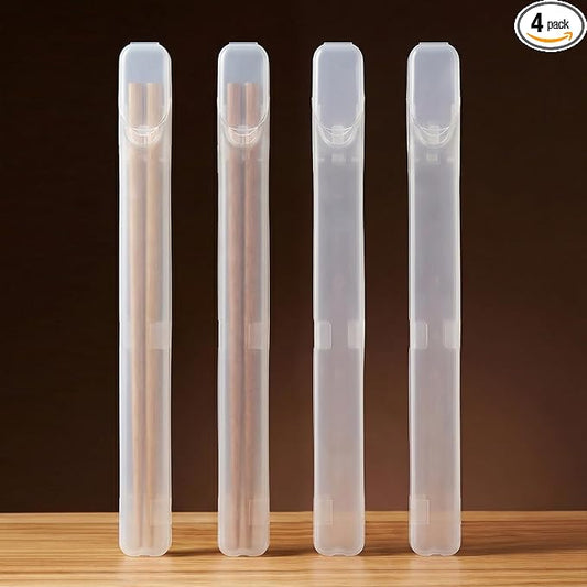 4Pcs Chopsticks Case, Plastic Chopstick Holder with Top Opening for Metal Stainless Wooden Chop Sticks, Reusable Chopsticks Utensils Storage Portable Carrying to Work or Travel Outgoing