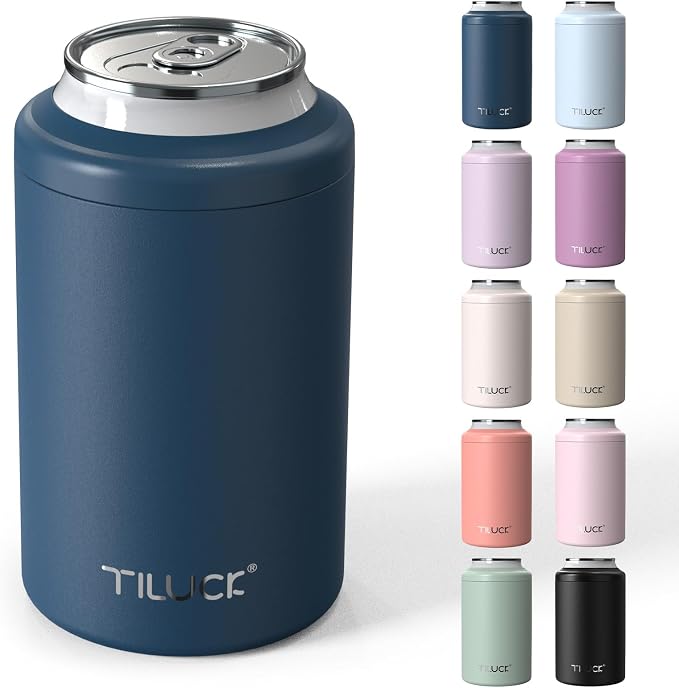 TILUCK Standard Can Cooler, Stainless Steel Insulated Cans, 12 oz | Beer & Hard Seltzer, Doucle-Walled Stainless Steel Insulated Slim Cans, Slim 12 oz