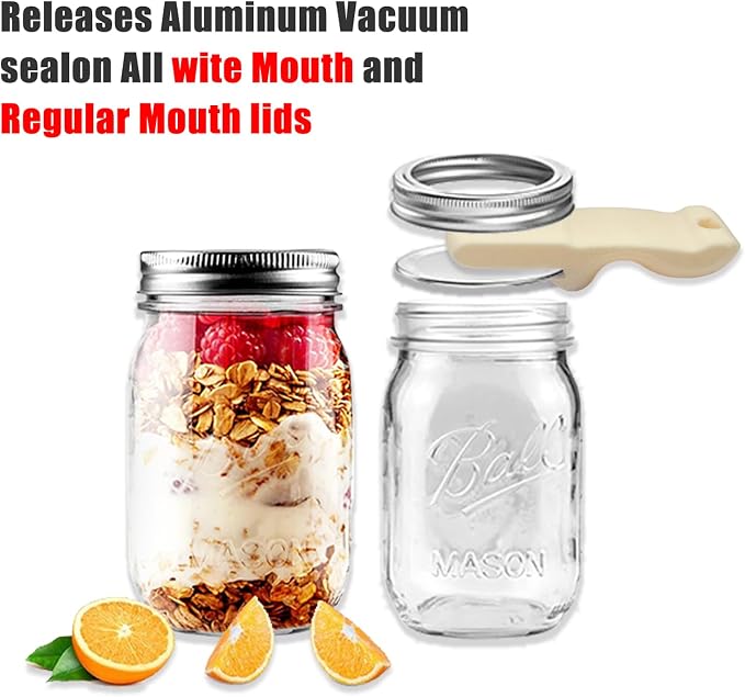 Mason Jar Opener and Canning Tool, Compatible with Mason Jar Lids, Releases Vacuum Seal on Wide Mouth and Regular Mouth, Magnetic Lid Lifter for Canning, Pickling