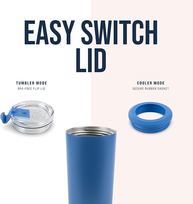 4 in 1 Universal Can Cooler - Steel Blue, Can Holder Insulated, Beer Bottle Cooler, Universal Holder for All Drink Sizes, Stainless Steel Insulated Tumbler, Tailgating Accessories