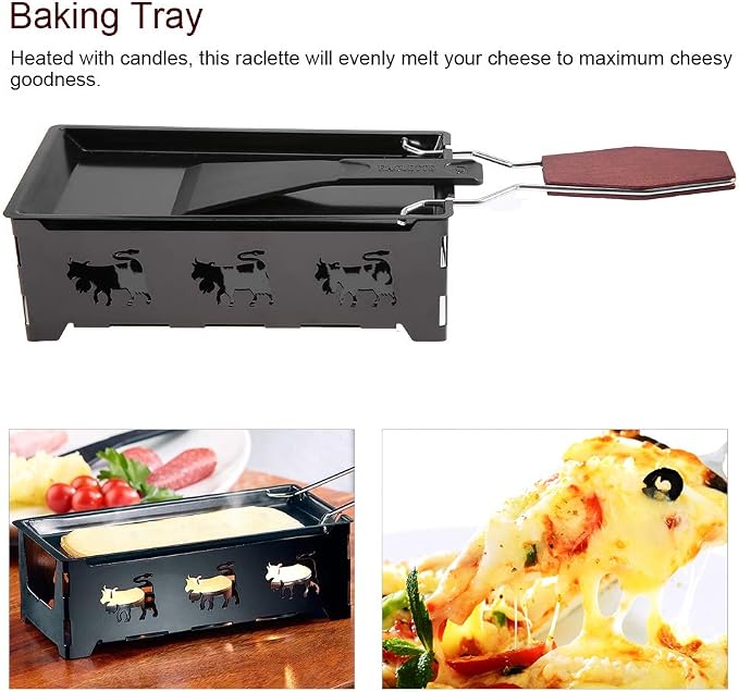 Mini Raclette - Cheese Melter Raclette Grill Non-Stick Mini Rotaster Baking Tray Cheese Melting Pan