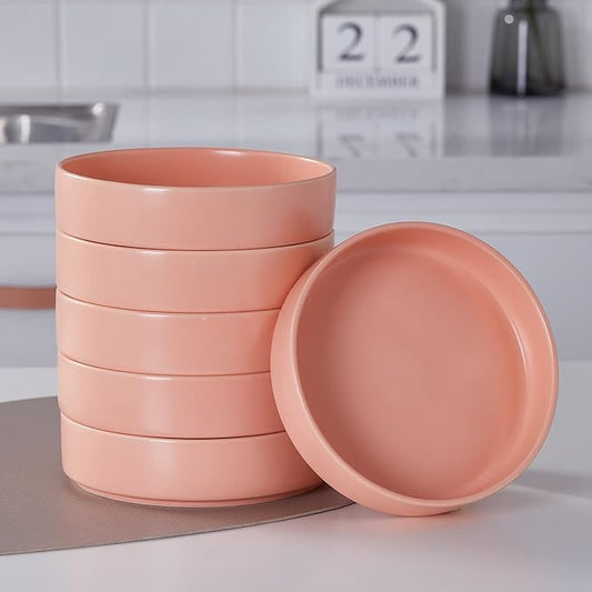 Stone lain Stella Pasta Bowl 6-Piece Set, Round, Porcelain, Peach
