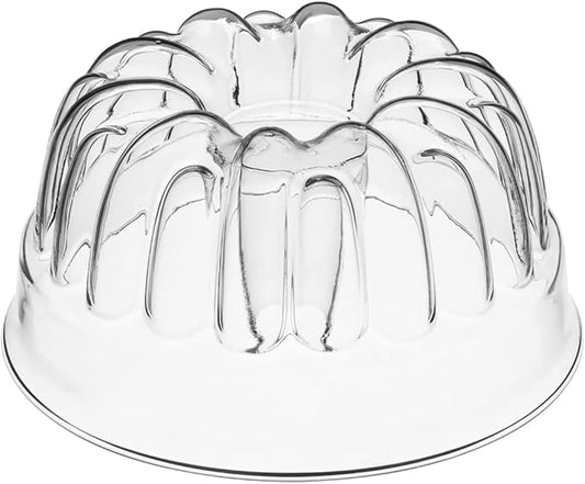 SIMAX Clear Glass Fluted Bundt Pan, Heat, Cold, and Shock Proof, Holds 1.4 Quarts (5.4 Cups), Made in Europe, Great for Small Ring Cakes, Puddings, Desserts, Monkey Bread, and More, Dishwasher Safe