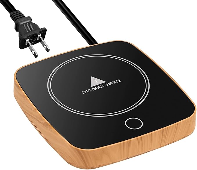 Coffee Mug Warmer Waterproof Smart Cup Warmer with 3 Temperature Setting for Warming & Heating Coffee, Beverage, Milk, Tea and Hot Chocolate (Wood Grain)