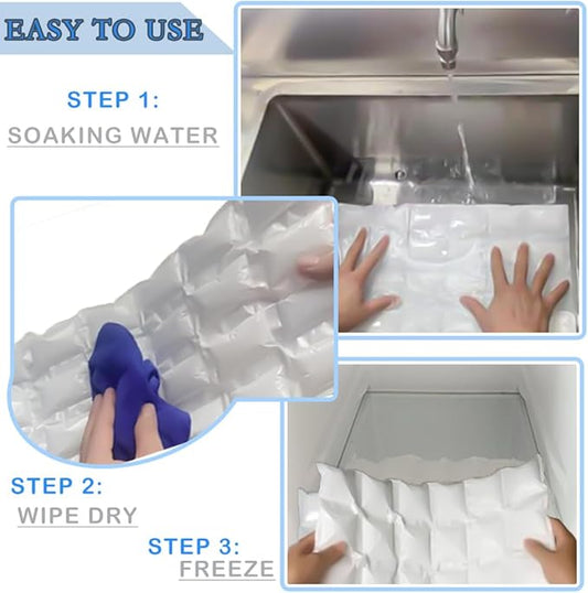 Ice Sheets for Coolers Reusable - Ice Pack Sheets - Ice Mat with Flexible 96 Ice Cube Packs - Ice Blanket Large Flat Freezer Long Lasting Ice Packs for Cooler