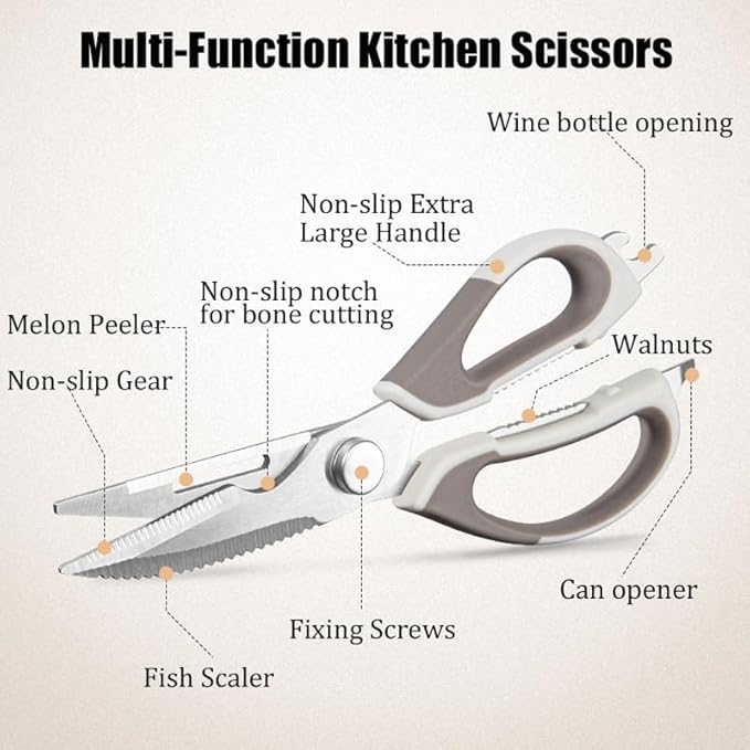 2 Pcs Heavy Duty Kitchen Shears with Magnetic Holder, Multi-function Kitchen Scissors for Food - Come Apart, Rust-Resistant, Magnetic Scissors for Fridge(Green and Blue)