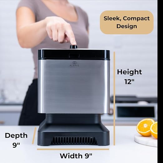 Klaris Clear Ice Maker, 4 Large 2-Inch Ice Cubes for Whiskey & Cocktails | Klaris Clear Ice Maker, Stainless Steel Shell, Reusable Ice Tray, Slow-Melting Ice, Ready in 8–12 Hours