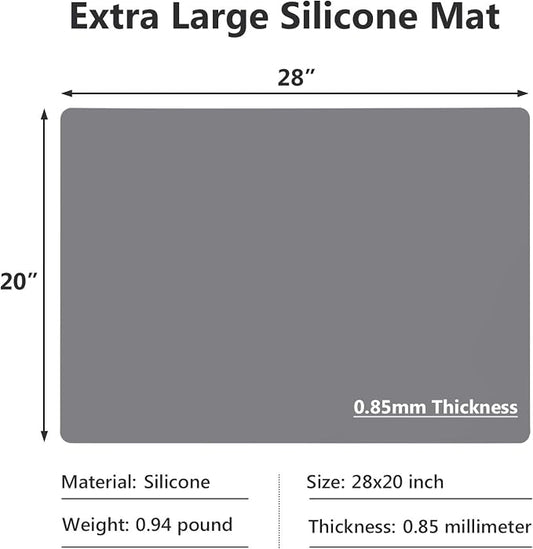 Extra Large Silicone Mats for Countertop, 28" by 20" Multipurpose Mat, Counter Table Protector, Desk Saver Pad, Placemat Nonstick Nonskid Heat-Resistant Pad, Dark Gray