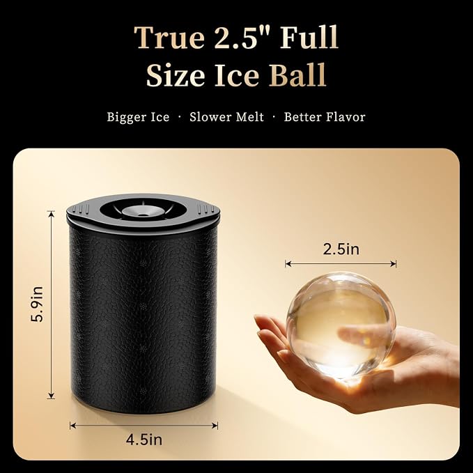 Clear Ice Ball Maker for Whiskey: 2.5" Crystal Clear Ice Maker - Large Silicone Ice Sphere Maker for Bourbon & Cocktails - Easy Release Ice Cube Maker for Home Bar(2PACK)