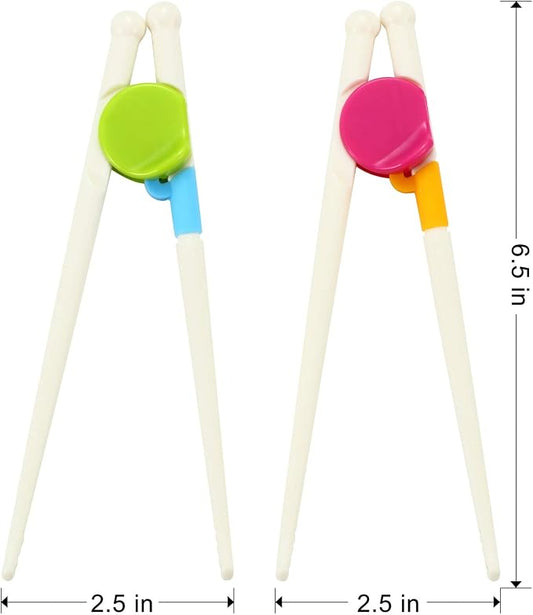 PandaEar 2 Pairs Kids Training Chopsticks, Reusable Dishwasher Safe | Children Learning Practice Chopsticks for Beginners Toddler, Develops Fine Motor Brain Skills