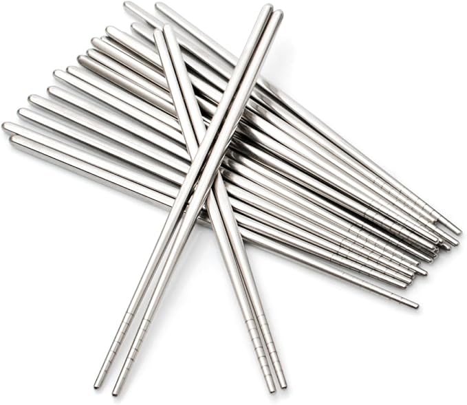 Vacuum Chopsticks 10 Pairs For Asian Party Korean Restaurants Reusable Dishwasher Safe Lightweight Stainless Steel Chopsticks Non-Slip