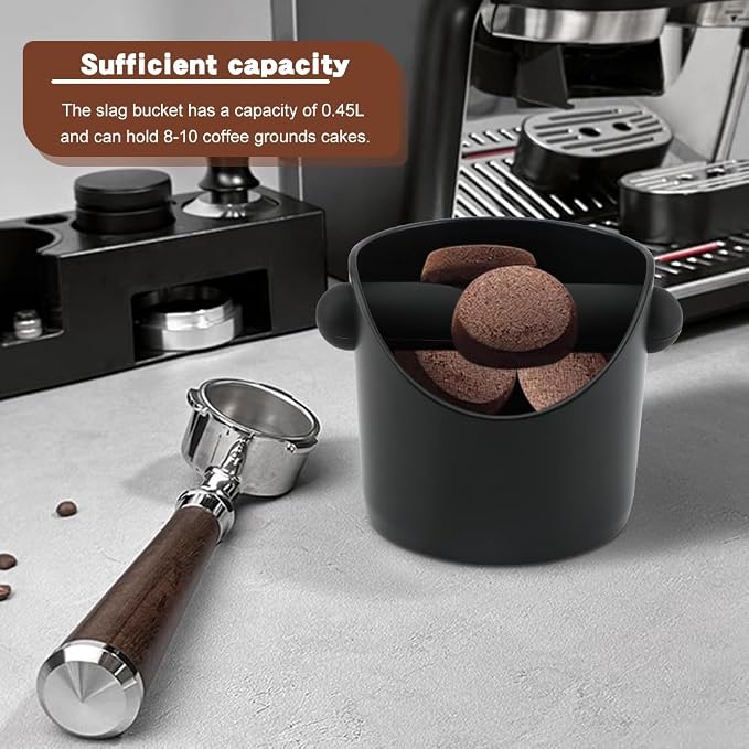 Espresso Knock Box 4.3 Inch, Compact Coffee Grounds Bin with Removable Knock Bar and Non-Slip Base, Splash-Proof for Most Espresso Machines for Home, Cafes, Restaurants