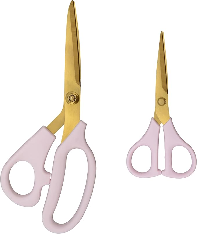 Westcott 2-Pack All-Purpose 8-Inch Kitchen Shears and 5-Inch Snip, Pink with Gold Blades - Precision Blades for Cutting, Kitchen Scissors Essential for Everyday Tasks