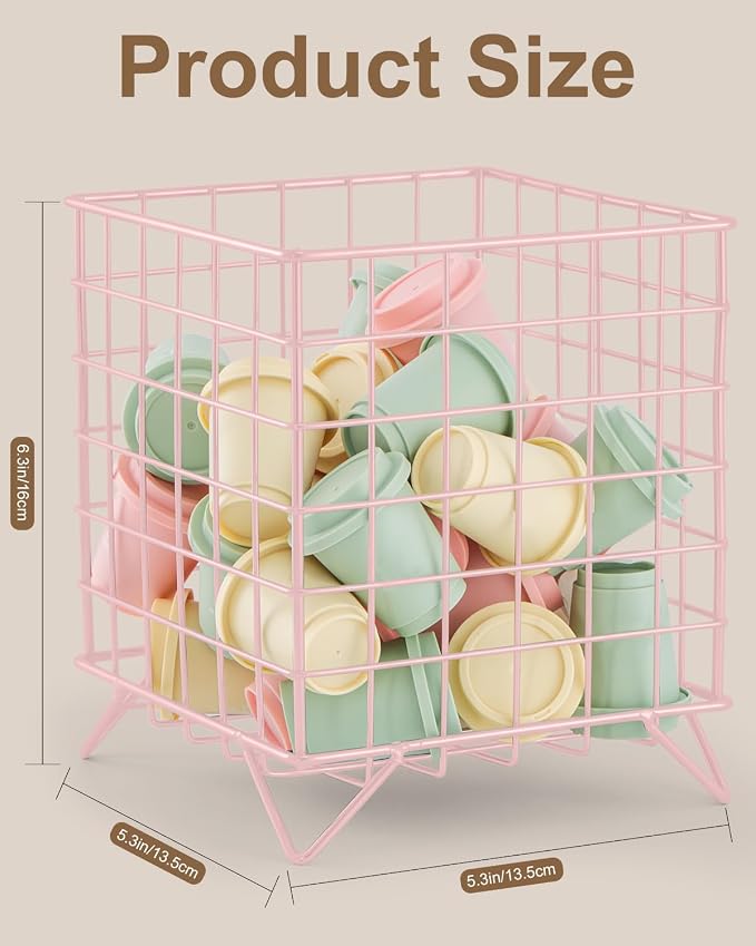 K Cup Holder, Coffee Pod Holder for Countertop, Pink, 5.3x5.3x6.3 Inch | Coffee Bar Organizer, K Cup Holders for Counter, Large Capacity Coffee Pods Organizer, for Kitchen Counter & Office Desktop