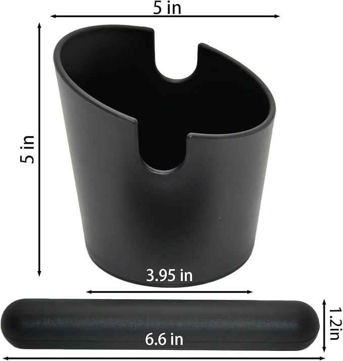IAOSEN 5 inch Coffee Knock Box Espresso Knock Box with a longer detachable Knocking Rod Shock-Absorbent Durable Non-Slip Base Espresso Machine Accessories Espresso Dump Bin for Home/Office