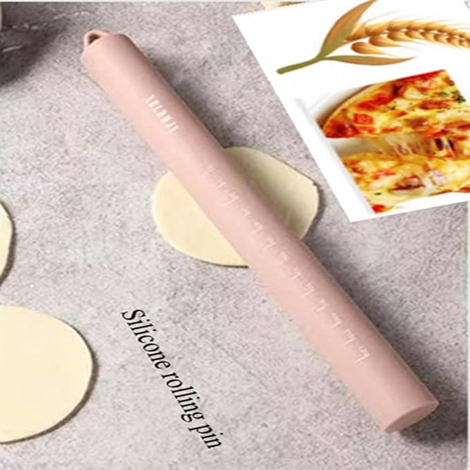 Small stainless Steel Inner Core Silicone Rolling Pin Non-stick Dough Roller(Pink)