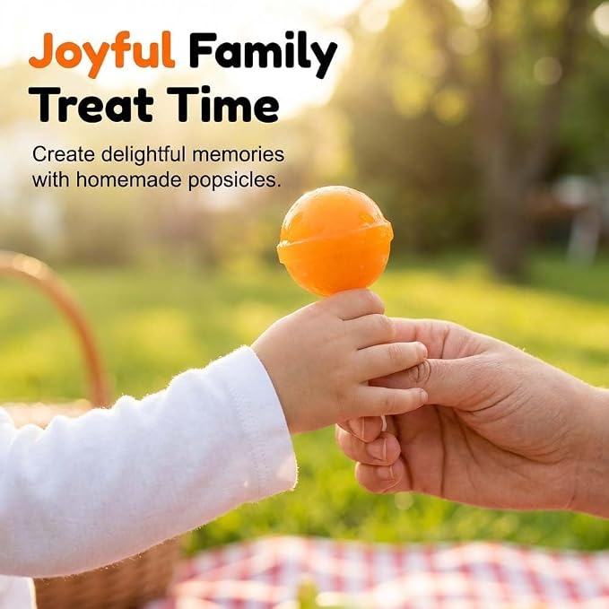 4Pcs Reusable Silicone Lollipop Ice Cream Maker Molds,2026 New Large Lollipop-Shaped DIY Ice Pop Mold Set,Homemade Popsicle Maker with Sticks,Creative Summer Party Supplies (Pink/Yellow/Orange/Blue)