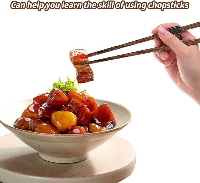LYART 5 Pairs Reusable Training Chopsticks Beginners for Kids Adults Learners, Japanese Wooden Chopsticks Trainers Set, Dishwasher Safe, L8.86Inch (4.Wenge)