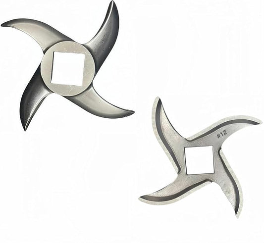 #12 Meat Grinder Blade Premium Stainless Steel Knife Cutter Replacement for Grinders,Meat Grinder Blades Replacement Parts,Please check the size and shape(2 Pcs)