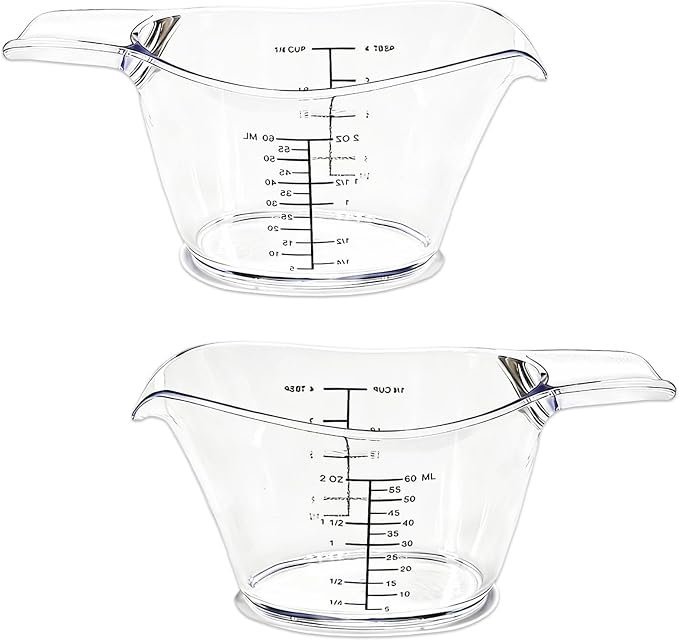 2-Pack 2 Oz Mini Measuring Cups, Kitchen, Crafts, Beauty Projects | Tbsp/Oz/Ml Markings, Clear Easy-Read Scale, Laundry detergent dosing, hair dye mixing, spa chemical measuring, resin DIY