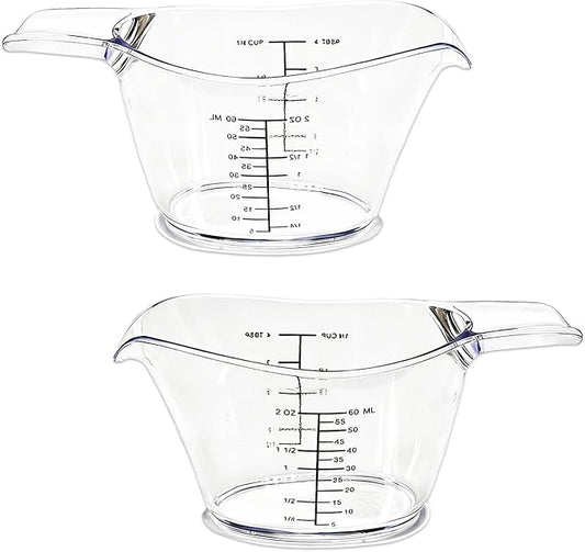 2-Pack 2 Oz Mini Measuring Cups, Kitchen, Crafts, Beauty Projects | Tbsp/Oz/Ml Markings, Clear Easy-Read Scale, Laundry detergent dosing, hair dye mixing, spa chemical measuring, resin DIY