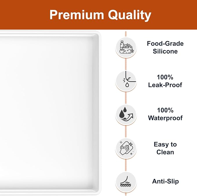 ukeetap 34" x 22" Extra Thick Silicone Mat Waterproof with Raised Edge, Under Sink Mat for Kitchen & Bathroom, Kitchen Cabinet Liner, Multi-Purpose for Storage & Protection, White