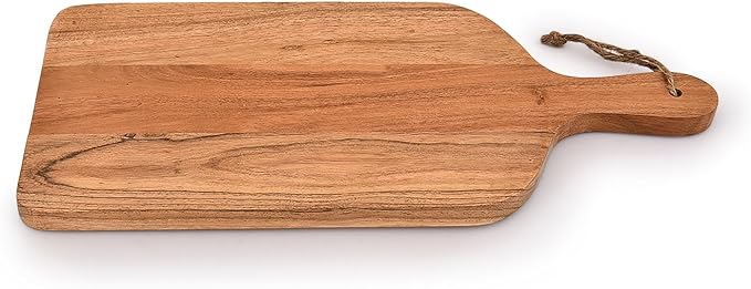 Acacia Wood Paddle Cutting Boards with handle for Kitchen, Cheese, and Food Serving Tray, Charcuterie Boards (15" x 7" x 0.65")