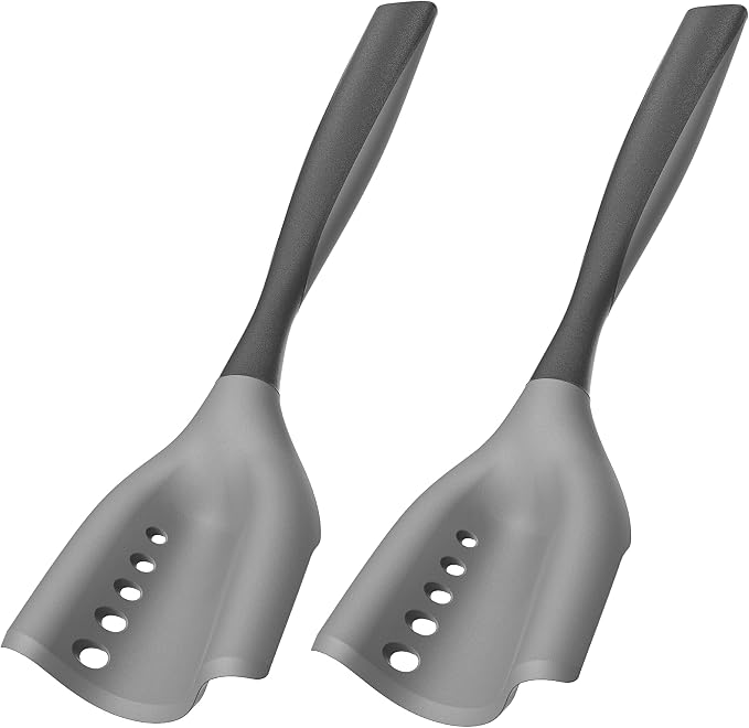 2Pack Meat Chopper Mincing Spatula, Silicone Grinder for Ground Beef | Heat Resistant, Smasher for Potato Mix Tool, Non-Scratch for Non-Stick Pans, Meat & Poultry Tenderizers, Black