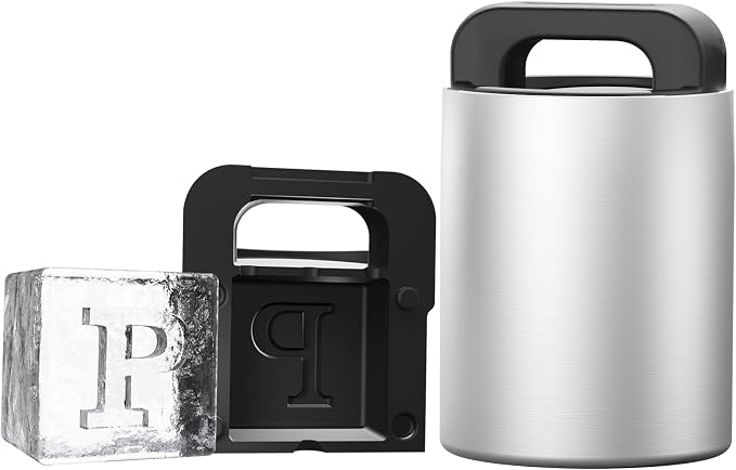 Letter P Monogram Clear Ice Cube Maker, 2" Big Ice Cubes Mold for Whisky and Cocktails, Large Initials Silicone Ice Cube Tray Personalized Gifts for Men (Letter P)