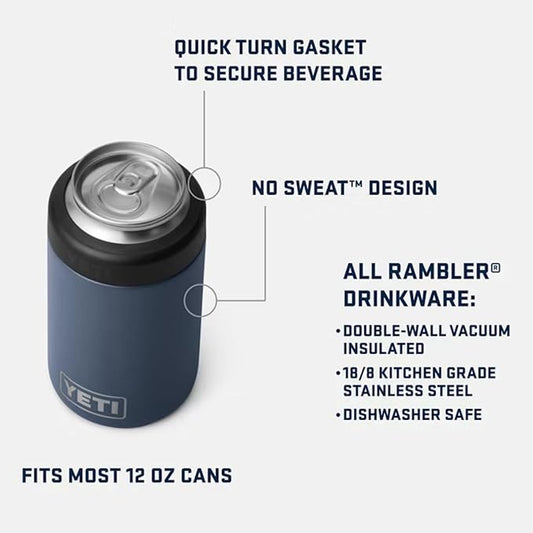 YETI Rambler 12 oz. Colster Can Insulator for Standard Size Cans, Navy/White/Badge