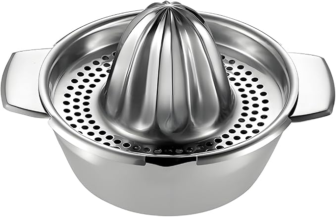 Lemon Orange Squeezer, Manual Juicer Stainless Steel Citrus Juicer Hand Press Lemon Squeezer with Bowl Juicer Strainer