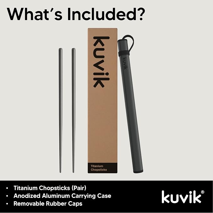 Kuvik Titanium Chopsticks with Graphite Gray Carrying Case